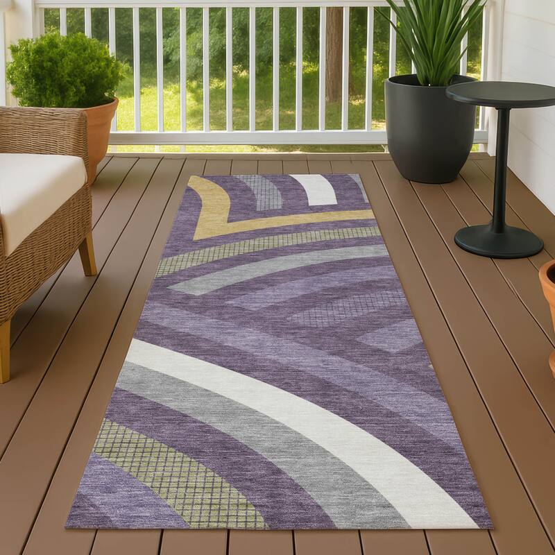 Machine Washable Indoor/ Outdoor Modern Jalen Chantille Rug - Plum - 2'3" x 7'6"