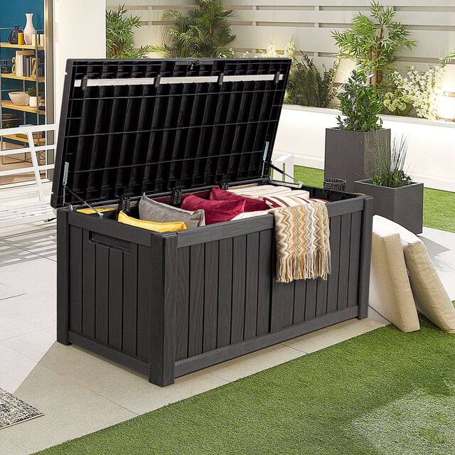Lacoo 100-120 Gallon Patio Storage Box All Weather Plastic Deck Box