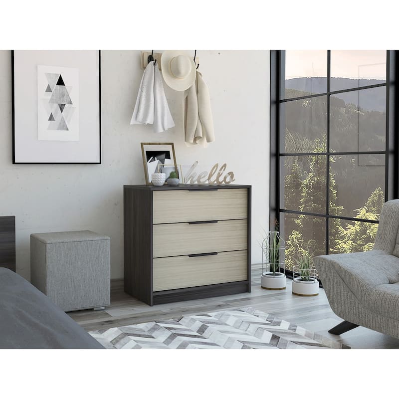 3-Drawer Rectangle Dresser White