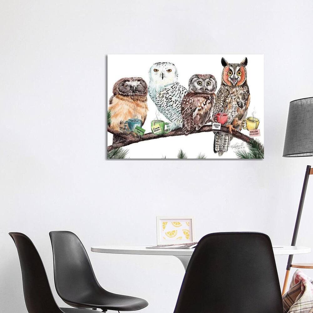 iCanvas "Tea Owls" by Holly Simental Canvas Print