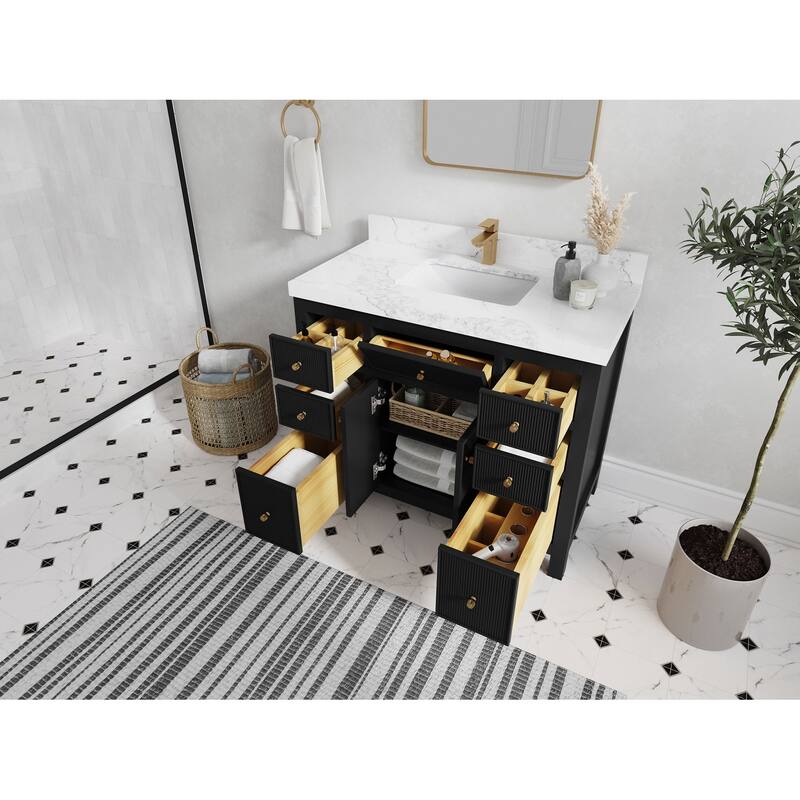 Willow Collections 42 in W x 22 in D Sonoma Free Standing Reeded Single Sink Bathroom Vanity with Countertop