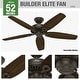 preview thumbnail 10 of 22, Hunter 52" Builder Elite Outdoor Ceiling Fan with Pull Chain, Damp Rated - Traditional