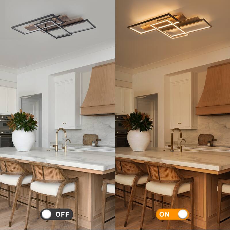 Rectangular Integrated LED Flush Mount Ceiling Light Dimmable - Dia.26.77-in