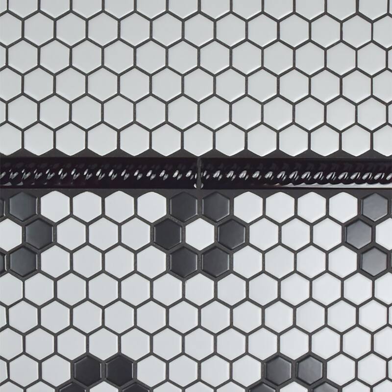 Merola Tile Trenza Moldura Nero 1" x 7-7/8" Ceramic Wall Trim - (1 Tile)