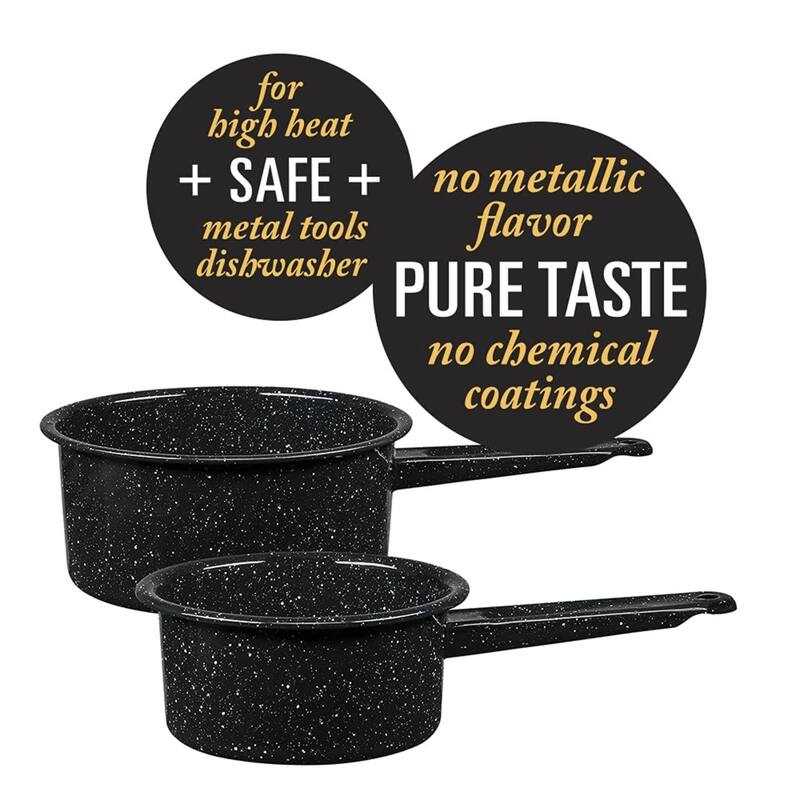 Granite Ware Set of 2 Saucepans