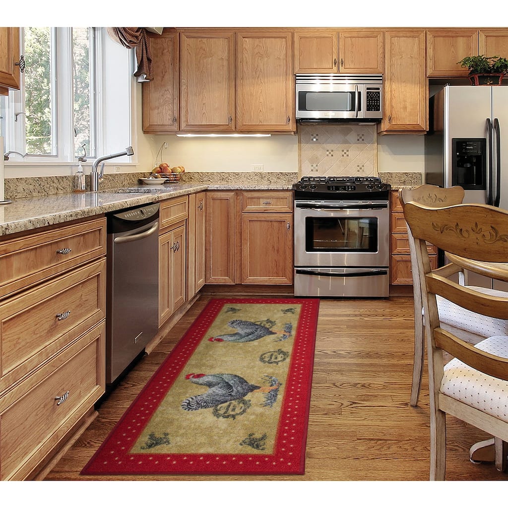 Ottomanson Daybreak Collection Rooster Rubberback Runner Rug - 20" x 59"