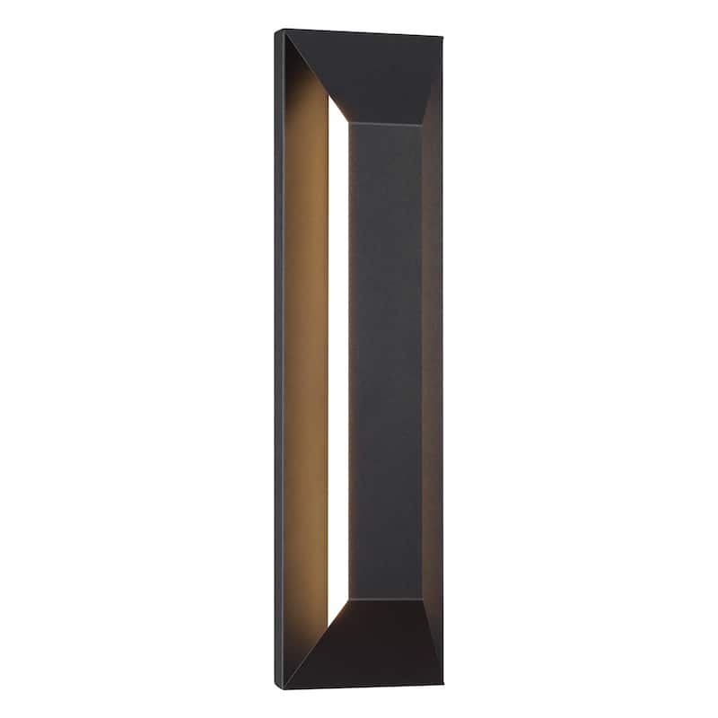 Black Outdoor LED Wall Lantern Sconce with Frosted Glass - 22.8"