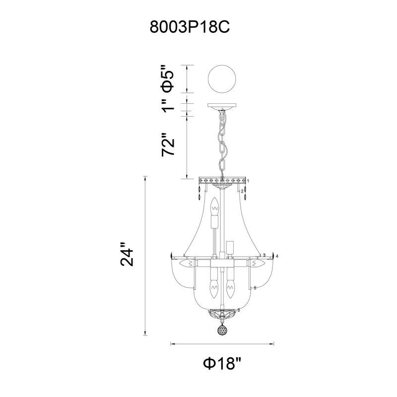 Stefania 8 Light Down Chandelier With Chrome Finish