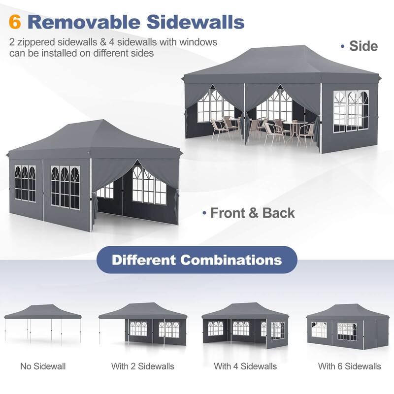 Costway 10 x 20FT Pop up Canopy Outdoor Canopy Tent with 6 Sidewalls - See Details