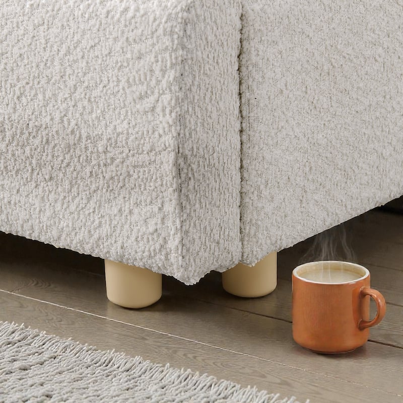 Upholstered Bed Frame with Tall Curved Headboard, Premium Circle Yarn Fabric, Modern Minimalist Platform Bed