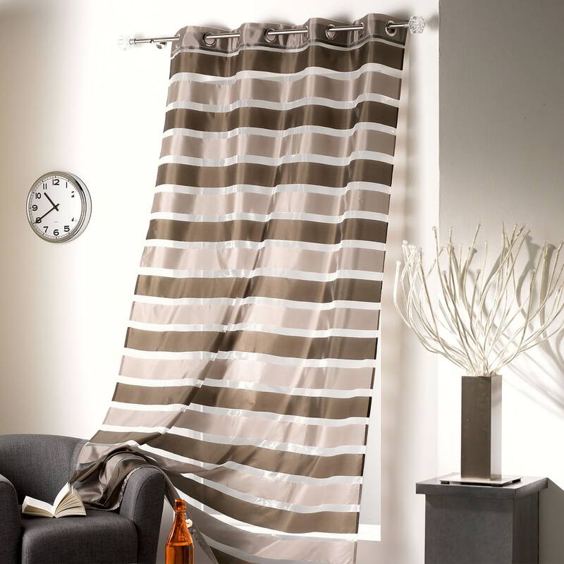 Striped Sheer Extra Wide Window Curtain Panel - Light-Filtering Drape for Modern Home Decor