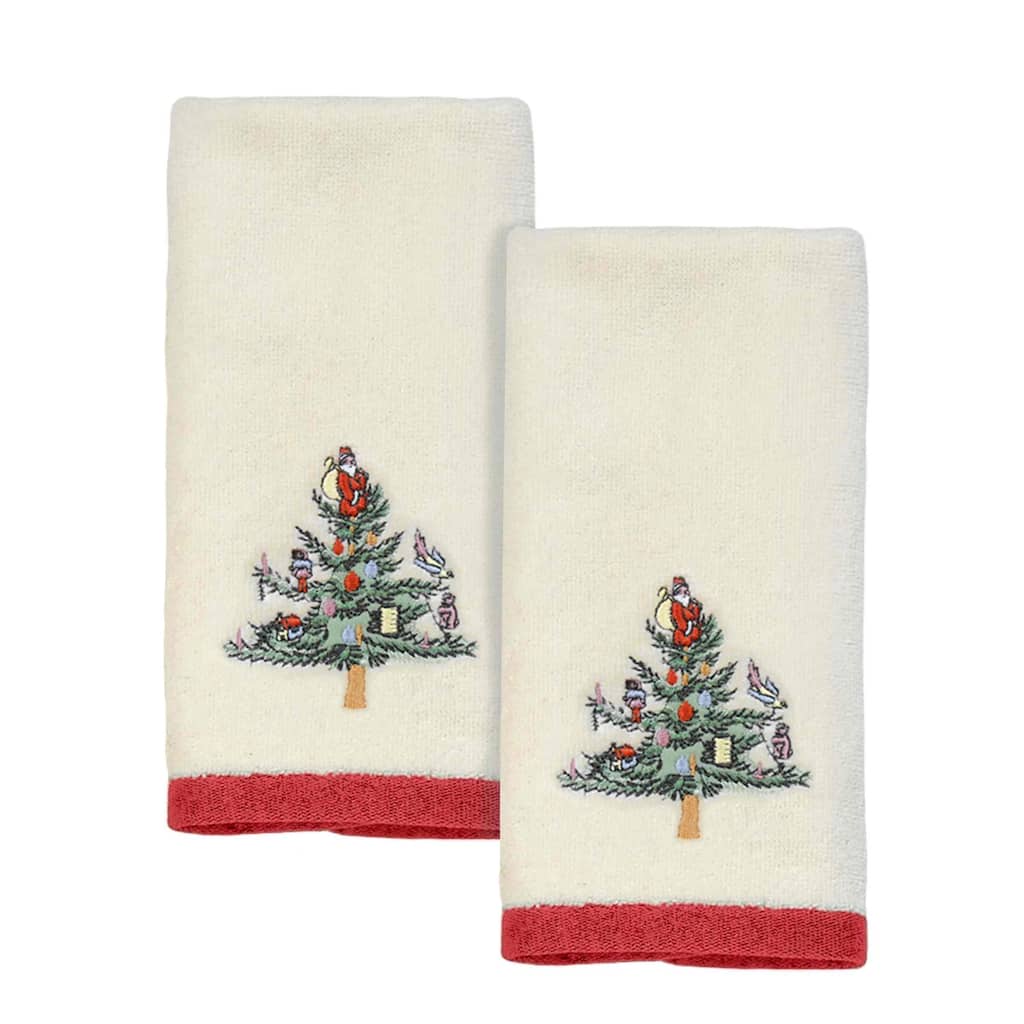 Spode® Christmas Tree Embroidered 2-Pack Fingertip Towel Set - Fingertip Towel 2pk Set