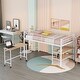 preview thumbnail 19 of 30, Twin Size Metal Loft Bed with Desk and Shelves, Space-Saving Design Children's Bed With Guardrail,Rolling Desk