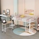 preview thumbnail 15 of 26, Twin Size Platform Bed with Rolling Desk and Bookshelf, Metal Loft Bed Frame with Full-Length Guardrails and Ladder White - Twin
