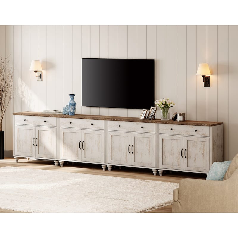 Farmhouse TV Stand for 75 inch TV, TV Console with Storage