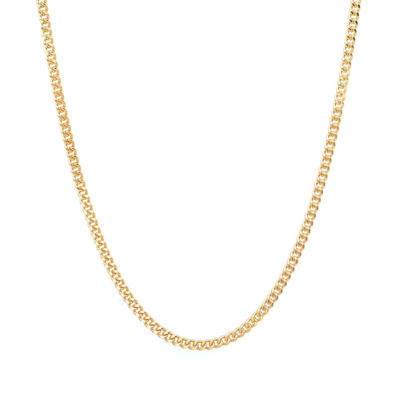 Roberto Martinez Gold Plated Silver 1.25 mm Curb Chain Necklace (16"-24") - Yellow - 16 Inch