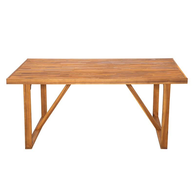 Christopher Knight Home - Modern Outdoor Acacia Wood Dining Table with Slatted Top