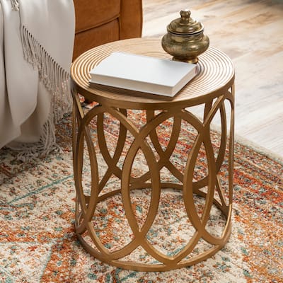 Artistic Weavers Mullac Glam Metal Drum 16-inch Tall Accent Table - 18"H x 16"W x 16"D