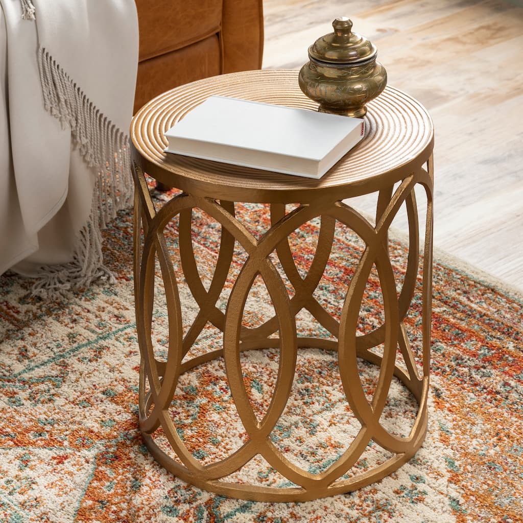 Artistic Weavers Mullac Glam Metal Drum 16-inch Tall Accent Table - 18"H x 16"W x 16"D
