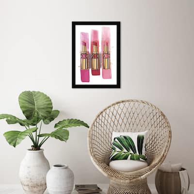 Wynwood Studio Prints Fashion and Glam Line of Lipstick Pink and Metallic Gold Glam Wall Art Canvas Print