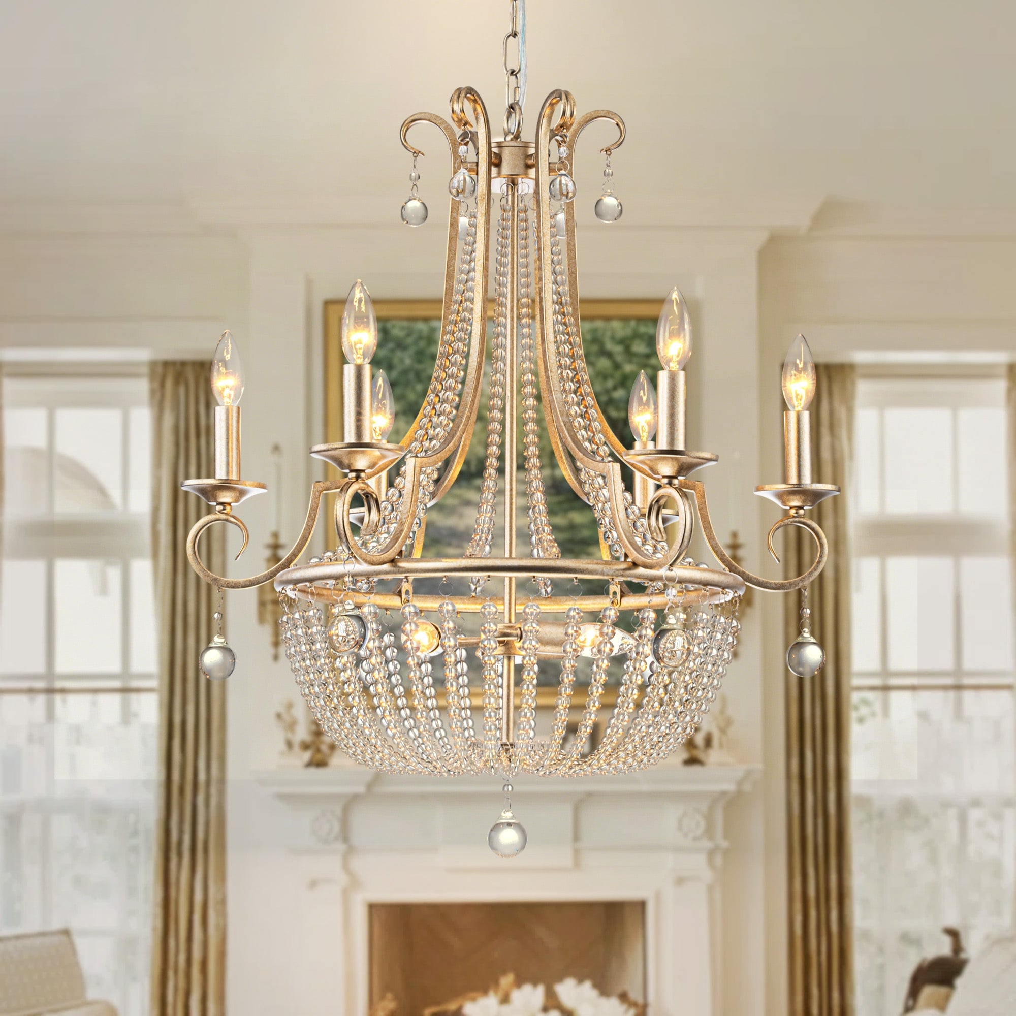 Rennnsan 9-Light Vintage Glam Crystal & Iron Chandelier for Dining & Grand Entryways - 9 Light