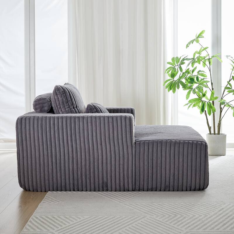 Oversized Corduroy Lounge Chair with Pillow Support - Sofa, Sleeper Couch, Chaise, Ottoman Bench