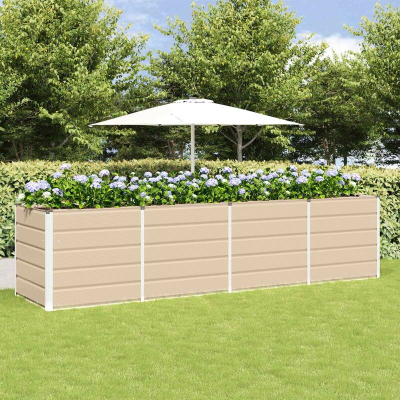 vidaXL Planter in Steel - 62.99 x 31.50 x 17.72 - Off-White - 125.98 x 31.50 x 29.53 in