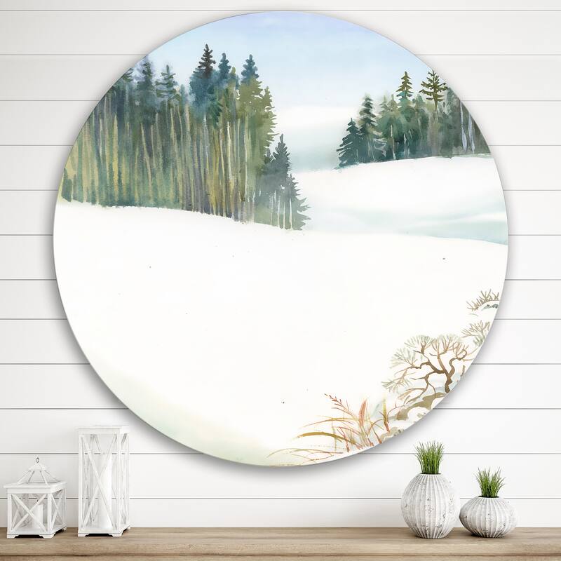 Designart 'Pine Forest In Snowy Winter Landscape' Traditional Metal ...