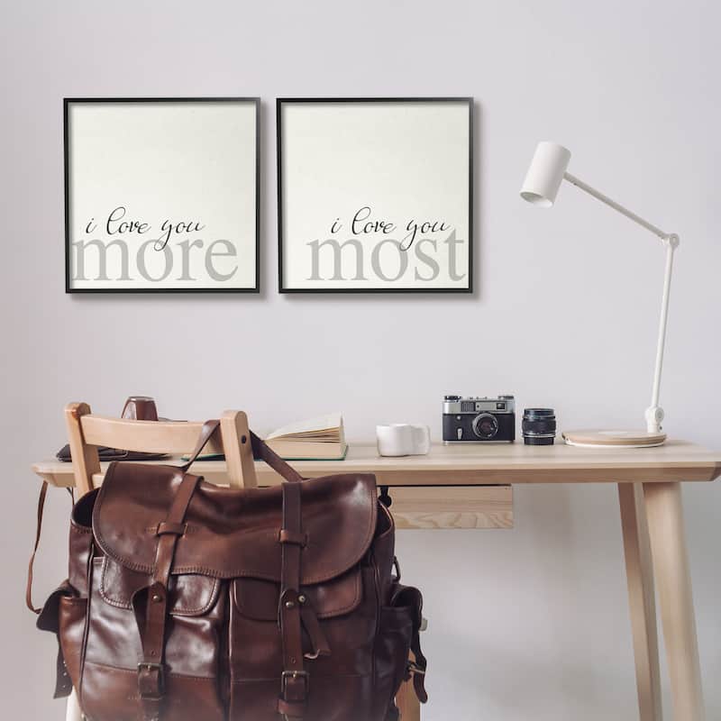 Stupell I Love You More Most Romantic Sentiment Typography 2 Piece Framed Wall Art, Design by Daphne Polselli