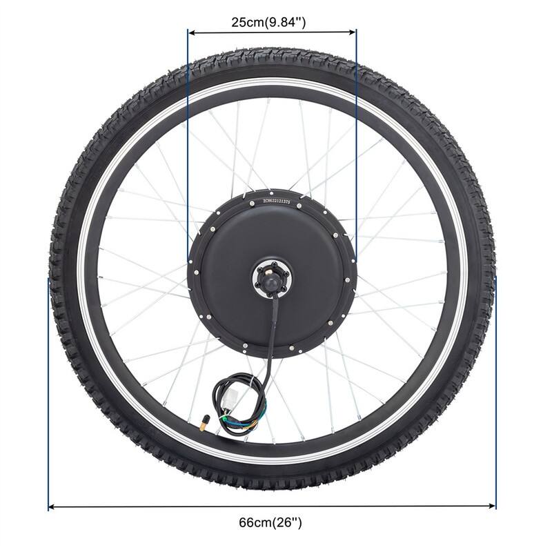 26in 1500W Rear Drive With Tires Bicycle Modification Parts Black