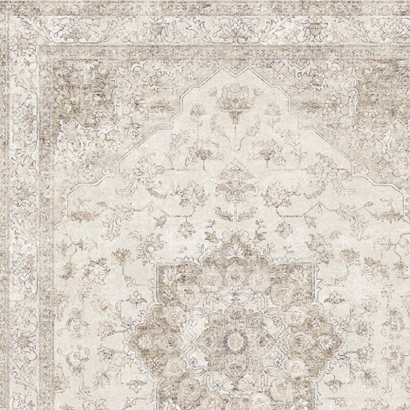 HomeRoots Floral Medallion Traditional Rectangle Area Rug