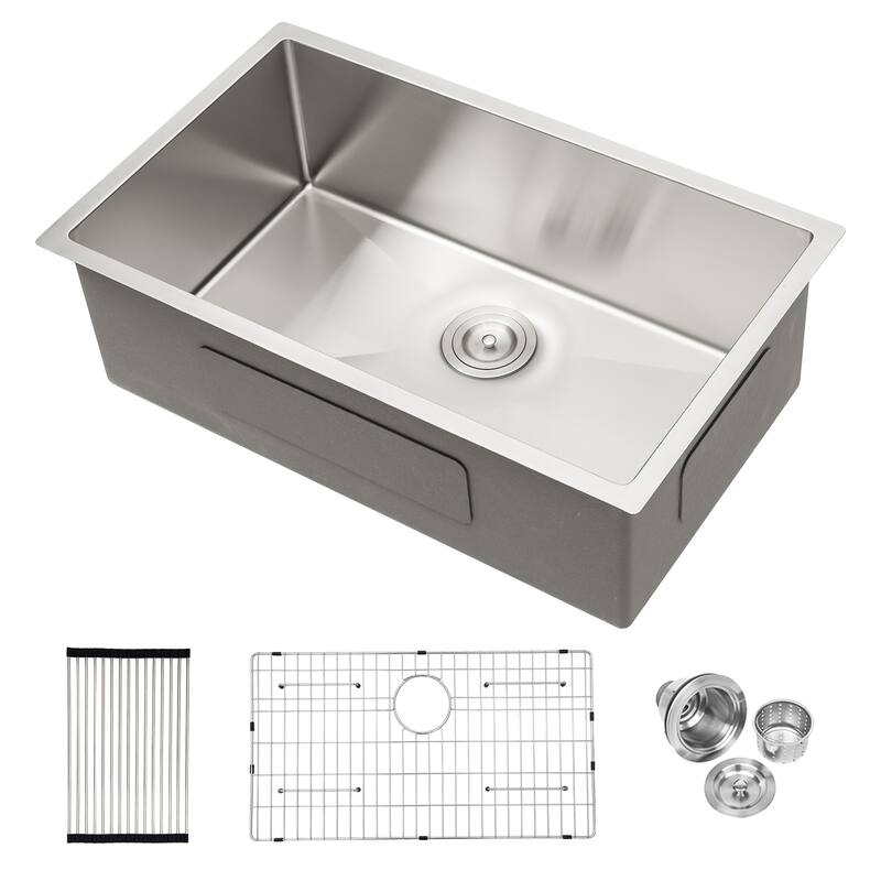 Undermount 16 Gauge Single Bowl Stainless Steel Kitchen Sink in Brushed Nickel