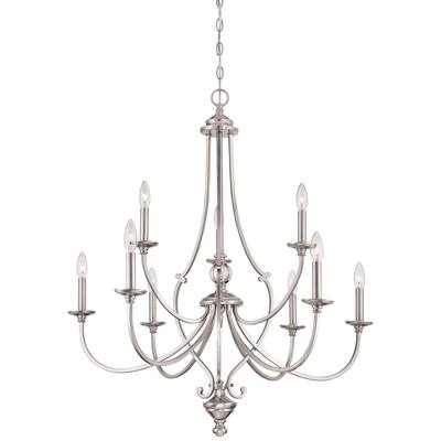 Lavery Savannah Row Brushed Nickel & Clear Glass 9 Light Chandelier