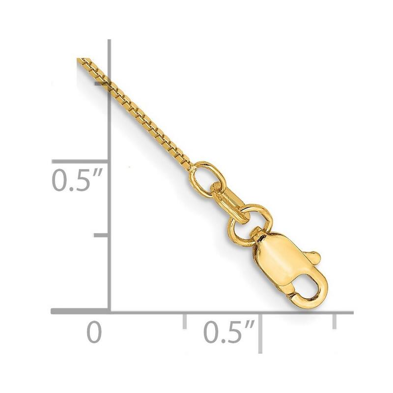 Curata 14k Yellow Gold Solid Polished .7mm Box Chain Bracelet 7 Inch Lobster Claw