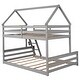 preview thumbnail 13 of 31, House Bed Design Twin over Full House Bunk Bed with Built-in Ladder,Full-length Guardrail