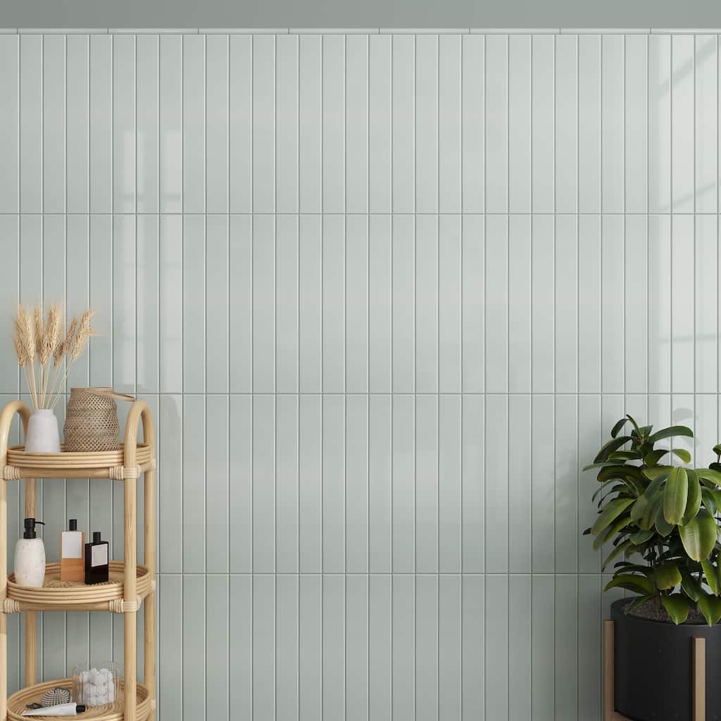 Apollo tile 2" x 16" Horizonte Glossy Pastel light Blue Ceramic Tile (10.76 sq ft/case) - 50 Pack