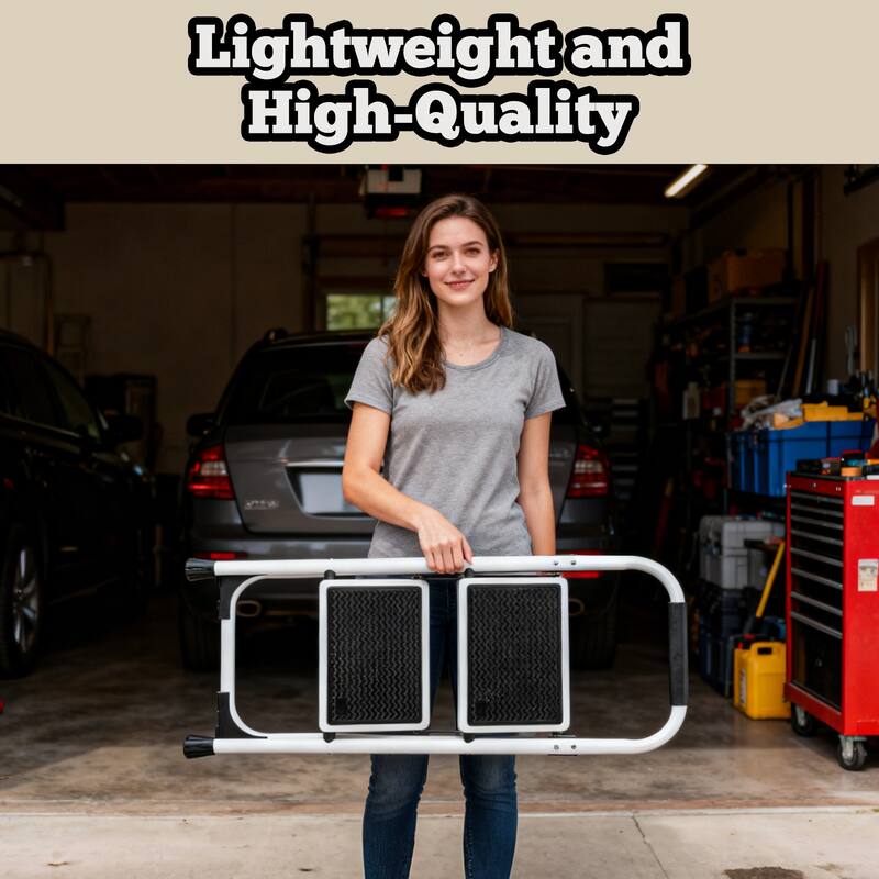 Anmytek 2 Step Folding Ladder Stool Anti Slip Wide Pedal Handrails 330 LBS White Home Use