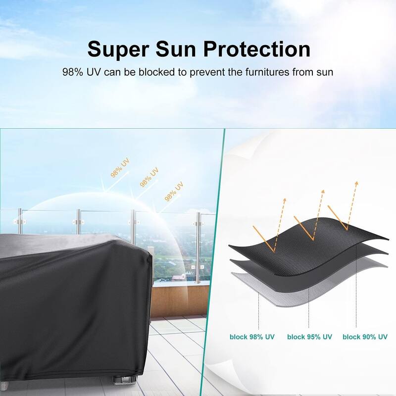 Outdoor Furniture Cover Waterproof Large Seating Protection - 126"x63"x29"