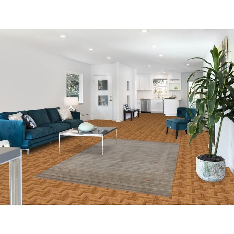 Gabbeh Indian Area Rug Hand-Knotted Tribal Grey Wool Carpet - 5'1" x 7'9"