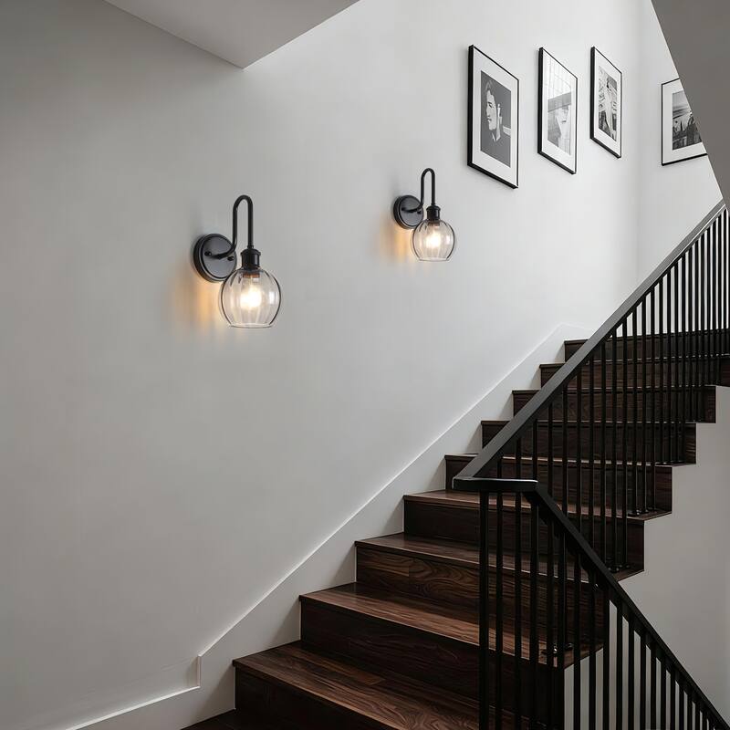 Modern 1-Light Bathroom Vanity Wall Sconce with Textured Glass Shade