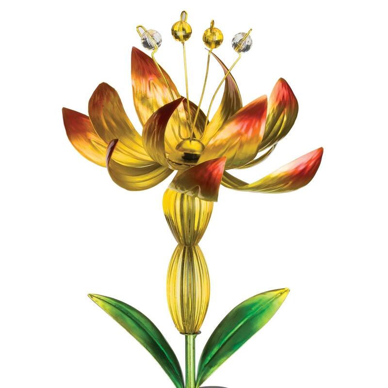 Flower Spinner Solar Stake - Yellow