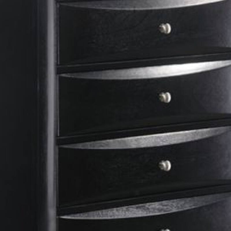 HomeRoots 32" Black Solid Wood Five Drawer Standard Chest