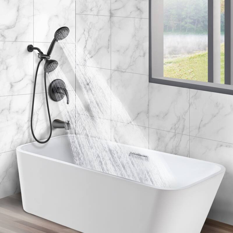 BATHLET Matte Black Bathtub Faucet and 2 in 1 Shower Faucets Set On