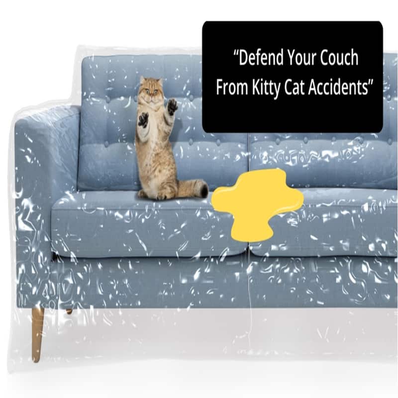 Heavy Duty Pet-Proof Sofa Cover，Clear Viny Scratch Protector for Cats/Dogs, Waterproof & Tear-Resistant for Moving/Storage