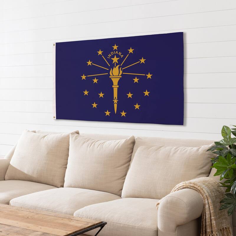 State of Indiana Double Sided Flag w/ 2 Grommets, 3'x5'