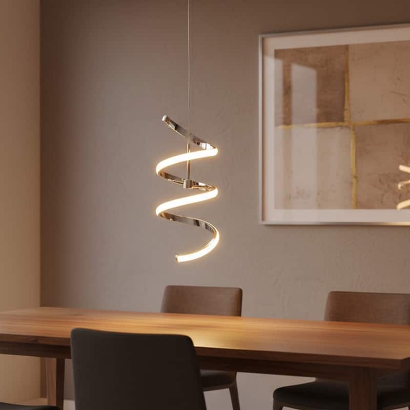 1 Light LED Array Spiral Pendant Light in Chrome Finish - Chrome Finish
