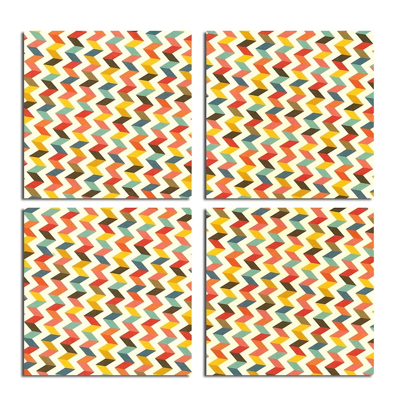 'Geometric Study IV' 4-Piece Canvas Wall Art - Multi-Color