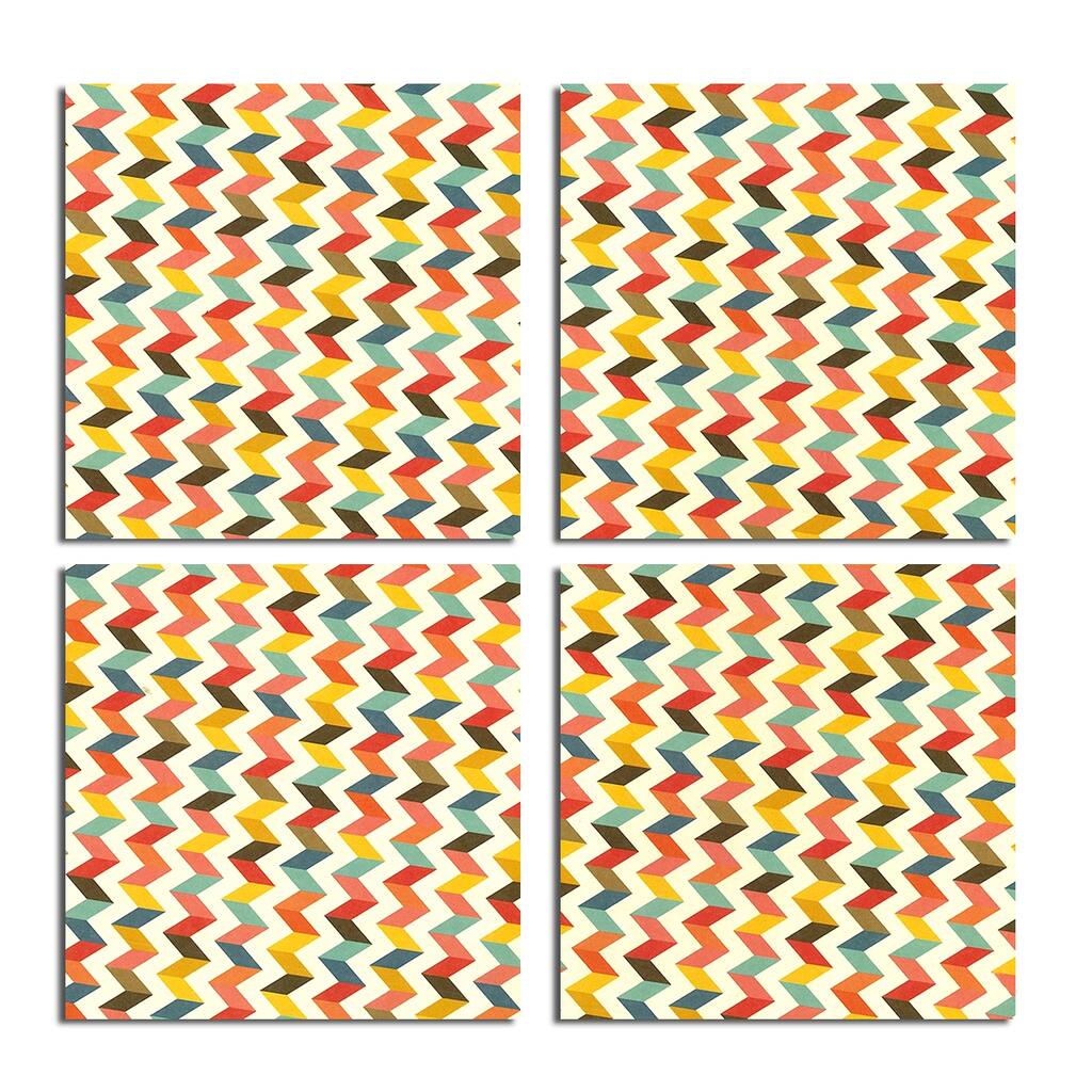 'Geometric Study IV' 4-Piece Canvas Wall Art - Multi-Color