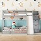 preview thumbnail 2 of 9, Twin Over Full Bunk Bed with Slide, Storage Staircase, Pine Solid Wooden Bunk Bed with Safety Guardrails