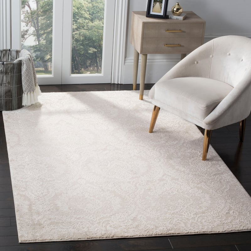 SAFAVIEH Princeton Aida Vintage Distressed Boho Oriental Polyester Rug - 9' x 12' - Silver/Beige